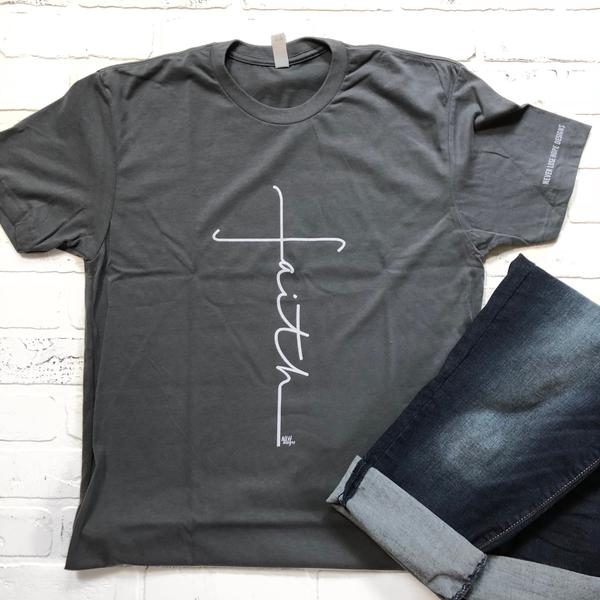 Faith Cross Short Sleeve Gray T-Shirt